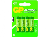 GP Batteries Greencell AA, Engångsbatteri, AA, Zinkklorid, 1,5 V, 4 styck, Grön