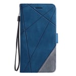 Samsung Galaxy A10 Case, Shockproof Premium Business PU Leather Notebook Wallet Phone Case Flip Folio TPU Bumper Slim Magnetic Closure Protective Cover for Samsung A10 with Stand Card Holder - Blue
