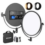 Neewer Metal 10.6 inches Round Bi-Color LED Video Light, Dimmable 30W 3200-5600K CRI95+ LED Soft Light Panel with LCD Display/AC Adapter for Photo YouTube Video Game Zoom Meeting(Battery Not Included)