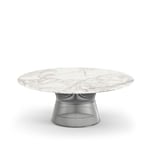 Knoll - Platner Coffee Table, underrede i Polerad nickel, Ø 107 cm, skiva i vit Calacatta marmor - Soffbord