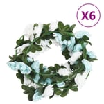 Julkransar med blommor 6 st blå och vit 240 cm