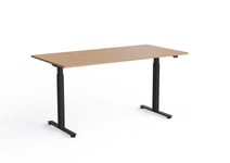 Wulff Höj och sänkbart skrivbord 160x80cm Färg på stativ: Svart - bordsskiva: Ek laminatskiva