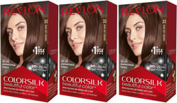 X3 Revlon 3D Colour Gel Permanent Colorsilk Dark Soft Brown 33 Hair Colour