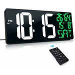 18'' Grande Horloge Numérique avec Télécommande, Horloge Digitale led Auto dst, Horloge Murale Digitale à Luminosité Réglable, avec