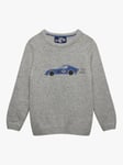 Trotters Kids' Sebastian Car Wool & Cashmere Blend Jumper, Grey Marl