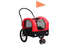 Be Basic 2-i-1 sykkeltilhenger og joggevogn for kjæledyr rød svart - Rød