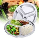 3 Section Round Dinner Plate,Stainless Steel Divided Plates Food Control Divided Serving Tray,Suitable for Outdoor Camping Hiking Picnic BBQ Beach or Every Day Use (22CM+24CM(2PCS))