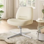 SONGMICS HOME Chaise de Bureau, Fauteuil Ergonomique, Style Moderne avec Base en Croix, Siège Large et Confortable, Hauteur Réglable, Siège Pivotant, Tissu Coton-Lin, Blanc Crème OBG046W01