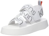 Calvin Klein Jeans Women Sandals Summer, White (Bright White/Reflective Silver), 6 UK