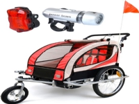 Funfit 2-seater bicycle trailer with shock absorber + JOGGER red