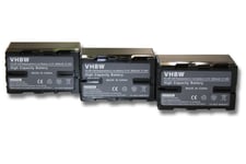 vhbw 3x Li-Ion batterie 2600mAh (14.4V) pour appareil numérique camescope Sony PXW-FS5, PXW-FS5K remplace BP-U30, BP-U60, BP-U90.