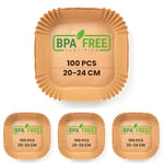 PORTENTUM Air Fryer Baking Paper 100 Pieces BPA Free, 20-24 cm, airfryer Baking Paper Non-Stick Waterproof Oil-Proof Disposable Bowls air Fryer Parchment Paper Liner for 4.7L - 7.3L (Pack of 4)