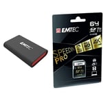 Emtec - Pack mobilité - Disque SSD X210 1 to + Carte SD 64 GB
