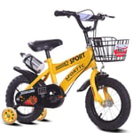 LYN Kids Bike, Kids Bike,Childrens Scooter Bikes,In Size 12'', 14'', 16'', 18'' Carbon Steel Frame,for 3-10 Years old with Training Wheels & Hand Brakes (Color : Yellow, Size : 18'')