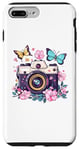 Coque pour iPhone 7 Plus/8 Plus Appareil photo coloré avec fleurs I Appareil photo