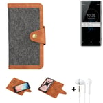 Mobile phone case + headphones for Sony Xperia XZ3 Bookstyle dark grey