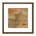 Constable The Houses Of Parliament On Fire 1834 Painting 8X8 Inch Square Wooden Framed Wall Art Print Picture with Mount