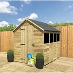 11 x 6 Pressure Treated Low Eaves Apex Garden Shed with Single Door