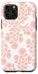Coque pour iPhone 11 Pro Élégante fleur botanique en toile d'inspiration vintage corail