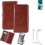 CASE FOR Motorola Moto G52 BROWN + EARPHONES FAUX LEATHER PROTECTION WALLET BOOK
