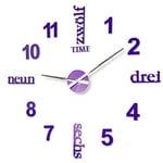 FLEXISTYLE Grande Horloge Murale Moderne DIY Admirable DE XXL, 100-130 cm, Salon, Chambre à Coucher, fabriquée en (Violette (Myrtille))