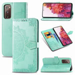 FanTing Case for Samsung Galaxy S20 Fan Edition,Mobile Wallet Flip Cover with Mobile Phone Holder and Card Slot,Magnetic PU leather wallet case for Samsung Galaxy S20 Fan Edition-Green