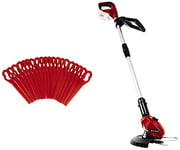 Einhell GE-CT 18 Li Solo Power X-Change 18 V Cordless Lithium Grass Trimmer with 20 cm Cutting Width (240 mm Cutting Circuit, 20 Plastic Blades) - Red with Extra Trimmer Blade