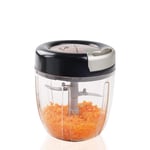 Q House Manual Food Chopper, Onion Chopper, Mini Food Processor, Manual Pull String Dicer, Vegetable Cutter for Garlic, Fruits, Nuts, Meat, Herbs and Salad. 900ml, Black and Rose Gold.