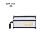 Document Bag Zipper Pencil Case File Folder Dark Blue A6