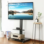 Mobile Tall TV Stand on Wheels Casters Home Display Trolley for most 32-70 inch