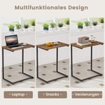 Sidobord trä metall laptop bord C-format soffbord 55 x 36 x 67 cm svart + brun
