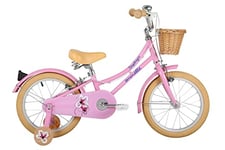 Emmelle Snapdragon Girls Bike, Classic Bicycle With Wicker Basket, Safe Bikes For Girls, Simple Gear System & Easy To Reach Brakes, Traditional & Retro Kids Bike With Safety Features - Pink, 6-9yrs