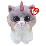 TY Beanie Boo's-Peluche Asher le chat licorne 30 cm, TY36477, Gris et Blanc