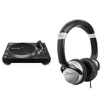 Pioneer DJ PLX-500-K Direct Drive DJ Turntable, Black & Numark HF125 - Ultra-Portable Professional DJ Headphones