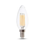 V-Tac 4W LED kronljus - Filament, E14 - Dimbar : Inte dimbar, Kulör : Neutral