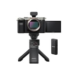 Sony A7 C kamerahus + bordsstativ/grepp/fjärr trådlös mikrofon