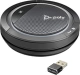 Poly Calisto 5300-M Mobile Conference Speaker with USB-A Connection and Bluetooth Stick BT600, Full Duplex Audio, Voice Prompt, Microsoft Teams, Black