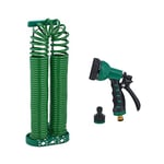 Relaxdays tuyau d’arrosage spirale, long jusqu’à 25 m, tuyau d’eau flexible avec pistolet, réglable avec 7 modes, vert