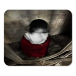 Mousepad Computer Notepad Office Horror Ghost Girl in White Dress and Red Scarf with No Face House Black Creepy Home School Game Player Computer Worker Inch