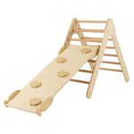 FANTASK Triangle d'escalade avec Toboggan, Cadre d'escalade pour l'intérieur à partir de 1 an, Triangle d'escalade en Bois (Naturel)