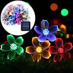 Solar Fairy Lights Outdoor Waterproof Garden String Lights Blossom Solar Powered 23ft 8 Modes 50 LED Cherry Solar String Flowers Lights Decorative Lighting for Garden Patio Tree Party Colourful