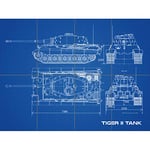 Artery8 Tiger II Panzerkampfwagen Heavy Tank Blueprint Plan XL Giant Panel Poster (8 Sections) Réservoir Bleu Affiche