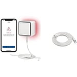 Eve Water Guard - Détecteur de Fuite d'eau pour Maison connectée avec câble de détection de 4 m, sirène de 100 DB et alertes de Fuite sur iPhone, iPad, Apple Watch (Apple HomeKit), Bluetooth, Thread