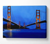 San Francisco Bridge Twins Blue Hue Canvas Print Wall Art - Double XL 40 x 56 Inches