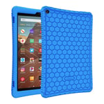 FINTIE Silicone Case for Amazon Fire HD 10 Tablet (Compatible with 7th and 9th Generations, 2017 and 2019 Releases) - [Honey Comb Series] [Kids Friendly] Shock Proof Back Cover, Blue