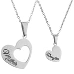 2-pack halsband med text mamma dotter silver