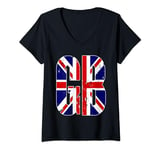 Womens Giant GB Union Jack Flag. Men, Women & Kids, Great Britain V-Neck T-Shirt