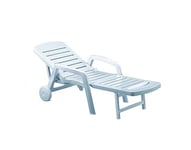 RESOL PALAMÓS Chaise Longue de Jardin Pliant avec des Roues, inclinable jusqu'à 3 Positions avec accoudoirs | Confortable et léger pour la Piscine ou terrasse extérieure avec Protection UV - Blanc