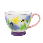 The Leonardo Collection Lesser & Pavey Ceramic Teacup Footed Mug Footed Mug for Tea & Coffee | Alliums & Bees Coffee Mug & Tea Cups for Home, Office or Shops - Lynsey Johnstone