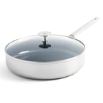 Blue Diamond Cookware Triple Steel Stainless Steel Diamond Reinforced Ceramic Nonstick 28 cm/3.6 Litre Sauté Pan with Lid, Family Cooking, Tri-Ply, PFAS-Free, Multi Clad, Induction, Oven Safe, Silver